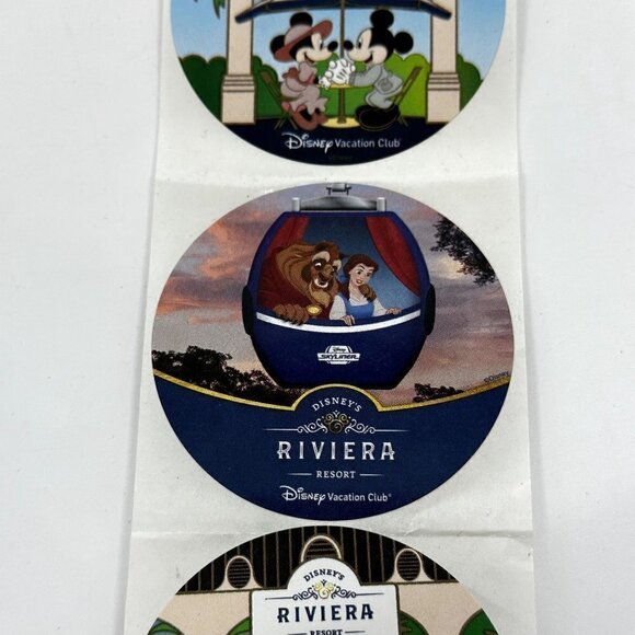 Set of 4 Disney World Riviera DVC Round Circle Stickers - Picture 5 of 9